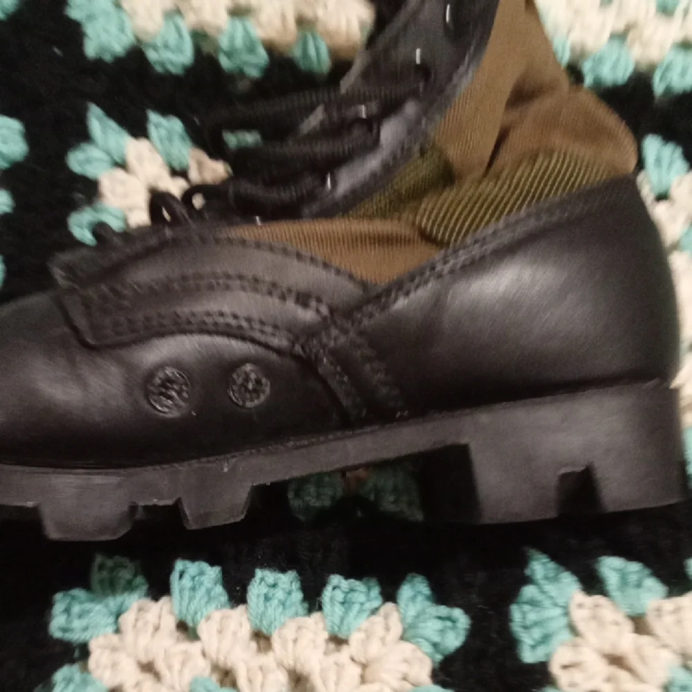Mens Sz 6R Military Black Olive Combat Boots Camo Jungle Lace Up Womens Sz 9 Tac